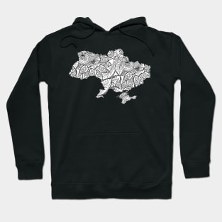 Mandala art map of Ukraine with text in white Hoodie